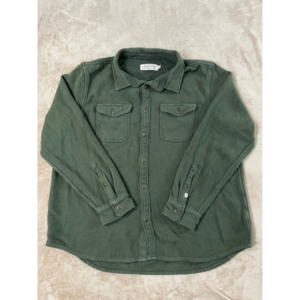 Outerknown Blanket Shirt Men's XL Green Heavyweight Flannel Organic L/S EUC